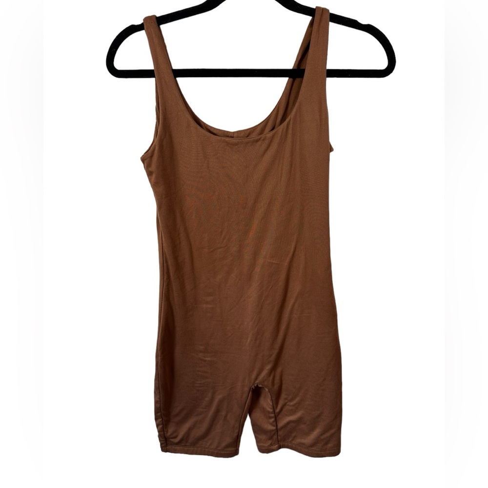 BUMPSUIT Maternity Romper Womens Small Brown Scoop Neck Pull On Bike Short